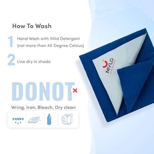 Image of Mylo Baby Waterproof Mattress Protector for Baby (0-3 Years), Extra Absorbent, Soft and Reusable Quick Dry Sheets (100X70cm)(Cobalt, Full)