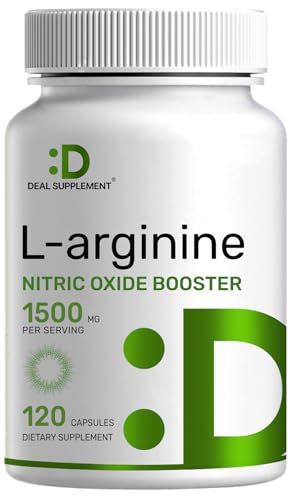 Deal Supplement L-Arginine 1500 mg, 120 Capsules, 3-1 Support, Arginine HCL, AAKG & L-Citrulline, Nitric Oxide Booster, Extra Strength L-Arginine Supplement