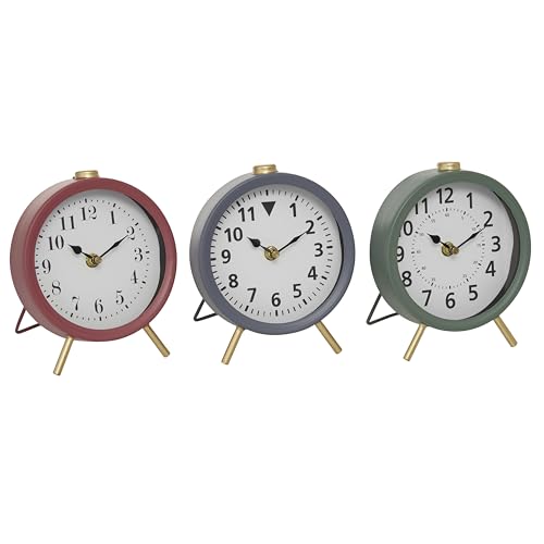 Deco 79 Wood Airplane Clock with Gold Accents, Set of 3 6W, 7H, Multi Colored