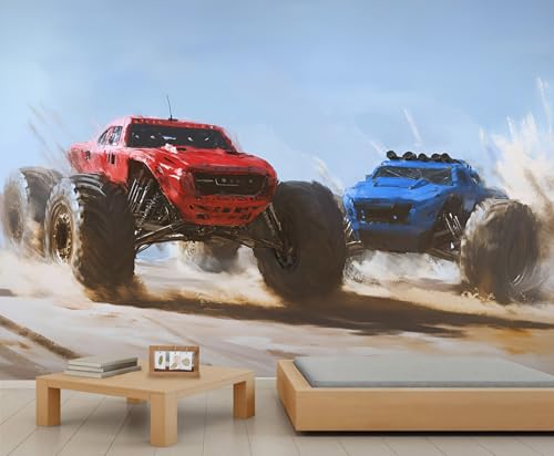 LEPUICI Monster Truck Mural, Desert Monster Truck Wall Murals, Panorama
