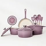 Conjunto de Panelas de Ferro Fundido Esmaltado 10 Peças - Frigideira e Panelas Antiaderentes