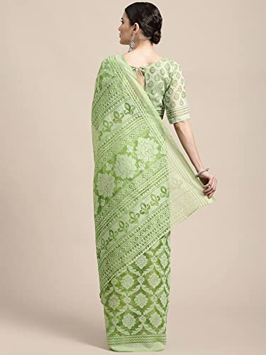 Image of AKHILAM Women's Printed Brasso Printed Saree With Unstitched Blouse Piece (RR0MSKR01E Parent)