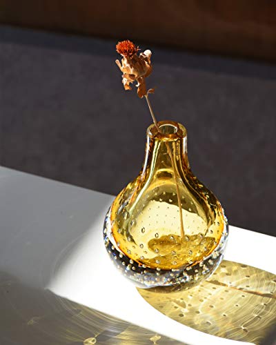 CONVIVA Glass vase Decorative Gift Decor Blown Art Gold Color Bud 5.3 inch H - Image 2