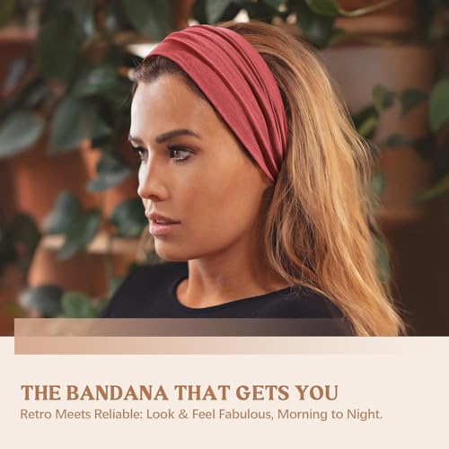 Image of Awumbuk Wide Headbands for Women Knotted No Slip Head Bands Soft Turban Headband Hair Accessories Boho African Solid Color Head Wraps for Women Yoga Workout (Dark grey)