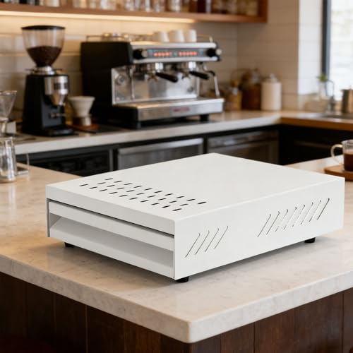 Contenedor rectangular de acero inoxidable para residuos de cafe en cocinas pequeñas 6