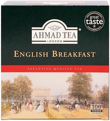 Ahmad Tea English Breakfast Black Tea – 100 Tagged Teabags