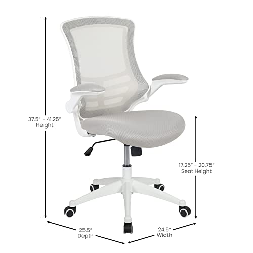 Flash Furniture Kelista Office Chair, Ergonomic, Mid-Back, White Frame, Gray Mesh With Swivel #TOP2