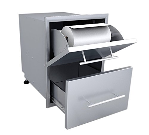 Sunstone De-Dpcf Designer Series Raised Style Paper Towel Double Drawer Combo, 18", Stainless Steel #TOP2