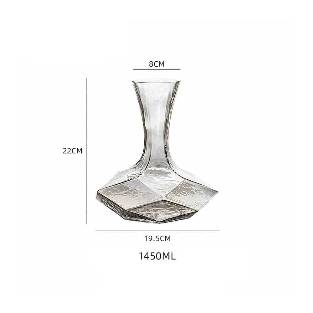 birene Decanter Decanter for Vino in Vetro Testurizzato da 1450 ml, caraffa con Base Geometrica, aeratore for la casa, la Sala da Pranzo e l'arredamento del Bar