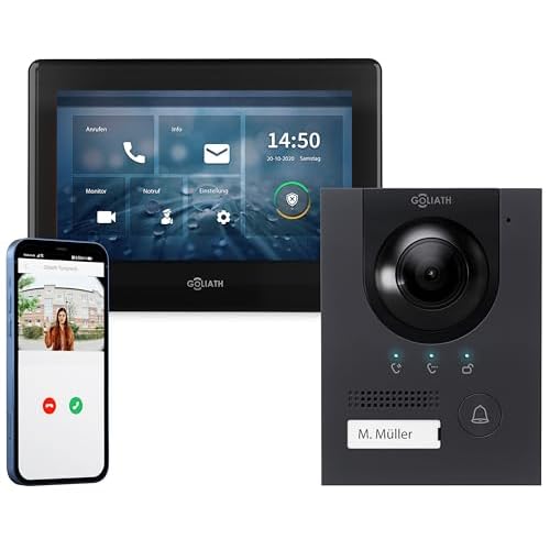 GOLIATH® PRO 2 Draht Türklingel & Türsprechanlage mit Kamera & Monitor [Full HD] - Klingel mit Kamera & Monitor - Doorbell Camera - Video Sprechanlage mit Türöffner - Videotürklingel Weitwinkelkamera