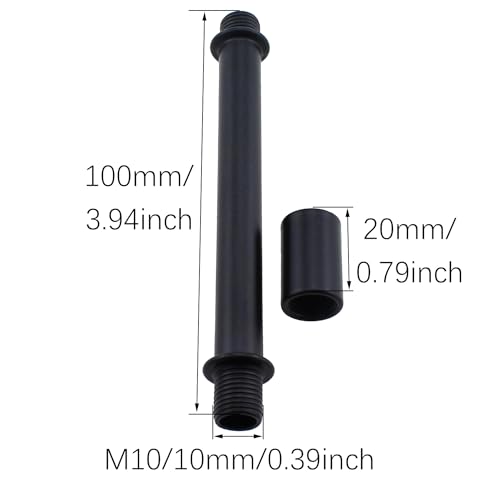 Image of RLECS 6 Sets 100MM /3.94Inch Lamp Part Straight Pipe Pole Kit with Connector Black M10 Double Ended Threaded Extension Pole Suitable for Ceiling and Floor Lamp and Pendant Lamp