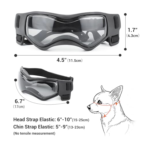 Image of Small Breed Dog Goggles, Sunglasses with UV Protection for Outdoor Riding & Driving, Black