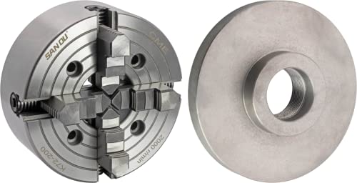 Cme 8" 4-Jaw Independent Lathe Chuck With 2-1/4" X 8 Tpi Semi-Finished Backing Plate, Machine To Fit, Reversible Jaws #TOP4