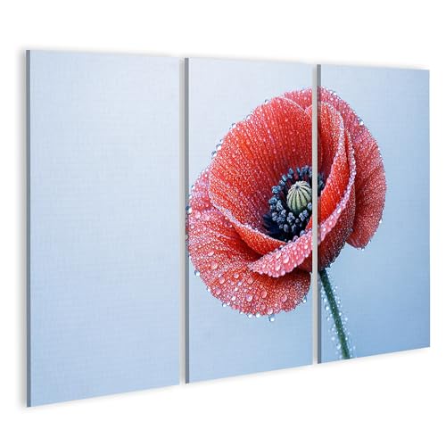 Tableau sur toile fleur rouge moderne : triptyque déco 3 pièces éclatant