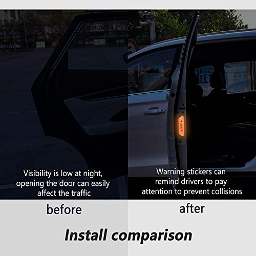 Door Reflective Reminder Stickers,Universal Car Open Reflective Warning Stickers,Night Visibility Anti-Collision Protective,Auto Decoration Accessories For Truck, Suv, Van 4Pcs (Orange) #TOP2