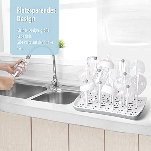 Termichy Trockenständer Babyflaschen, Abtropfgestell für Babyflaschen, Flaschen, grauSaugern, Bechern und Babyflaschen Zubehör, BPA-frei, Grau – Bild 5
