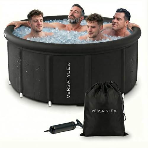 Versatyle XXL Ice Bath Tub for Adults, Extra Large Cold Plunge with Stainless Steel Frame, Insulated Walls, Cover, Pump & Carry Bag, Portable Recovery Pool, Fits Up to 4 People, 325-Gallon