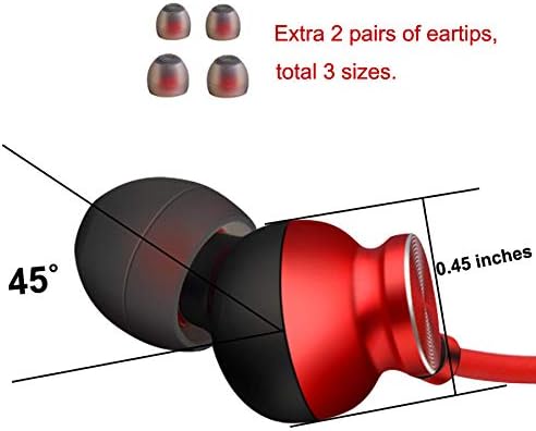 Earbuds, KAKOM Noise Isolating 3.5mm Plug Deep Bass Wired Earphones, Ergonomic Super Crystal Clear Sound in-Ear Headphones with Remote Control and Microphone for iPhone, iPad, iPod, Samsung - Red