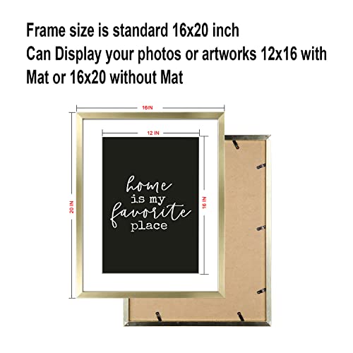 Artbyhannah 4 Pack 16X20 Gold Picture Frames Set Display Photos 12X16 With Mat Or 16X20 Without Mat- For Gallery Wall Kit Or Home Decoration #TOP3