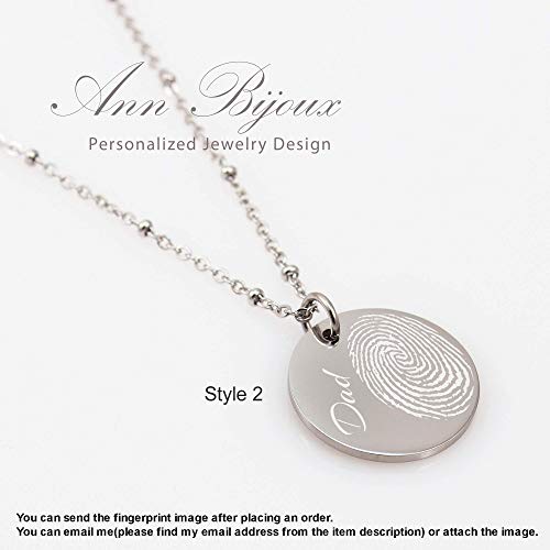 AnnBijoux Personalized Fingerprint Necklace Woman Bereavement Jewelry Stainless Steel Actual Fingerprint Jewelry Memorial Remembrance Gift3