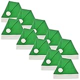 Ciffre 10 Stück im Set Weihnachtsmütze Nikolausmütze Winter Mütze Mützen Nikolaus Santa Grün M1