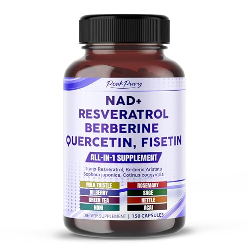 PEAKPURY NAD+ Trans-Resveratrol Berberine Quercetin Fisetin Milk Thistle