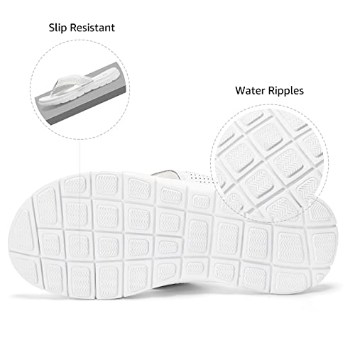 Stq Women's Sandals Memory-Foam Flip Flops Soft Shock Absorption Non Skid For Walking White 11 #TOP4