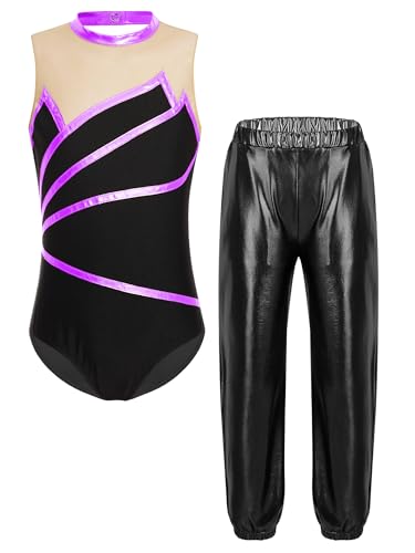 Maillot de gymnastique métallique et pantalon filles MSemis pour danse et entraînement