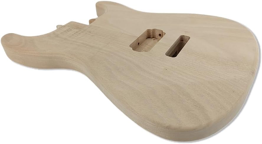 Yinfente Electric Guitar Body Mahogany Wood H Pickups Unfinished for Guitar Building Replacement Guitar Body(Round back plate hole)