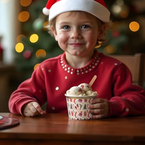 Image of Confettiville Paper Ice Cream Cups, 50-Count 9-Oz Disposable Dessert Bowls for Hot or Cold Food, 9-Ounce Christmas Party Supplies Treat Cups, Christmas Items, Gold Foil