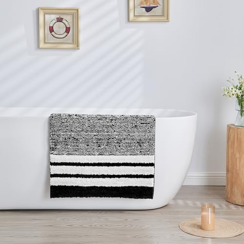 CozeCube Jet Black Striped 32"x20" Non Slip Washable Bath Mat by CozeCube - Used condition - Image 5