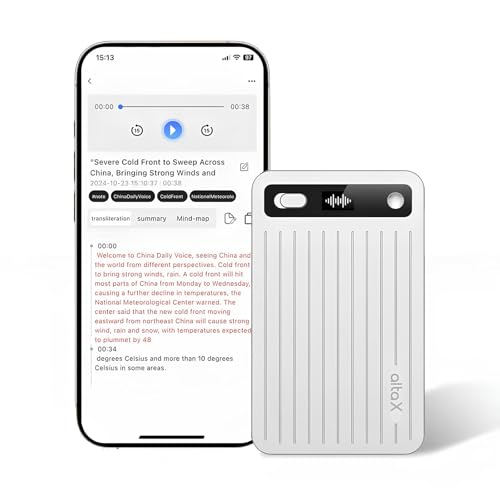 Image of AltaX ThinkNote AI Voice Recorder with Unlimited AI Transcription and Auto Summary | Perfect for Meetings, Calls & Lectures | 118 Languages Supported | All-Metal Design w /Case | 64GB (Lunar Frost)