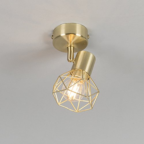 Qazqa Verstellbarer Deckenstrahler, Deckenspot - Mosh - Gold, Rund, Ideal als, Im 4er-Set.