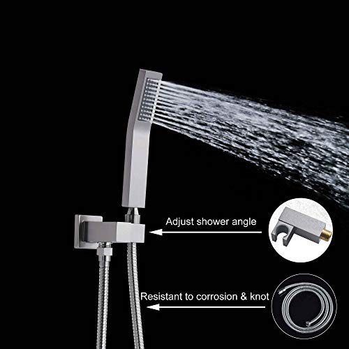 Dobrass Tub Shower Faucets Set Complete With Pre-Embedded Valve, 10-Inch Square Waterfall Shower Head System With Handheld Shower And Tub Spout, Bathroom With Bathtub, Wall Mounted, Brushed Nickel #TOP4