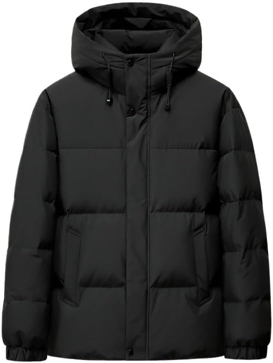 Mens Thick Hooded Down Jacket Winter Youth Outdoor Sport Simple Comfortable Color Block Puffer Jackets