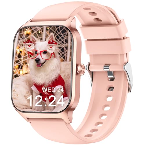 Popglory Smartwatch Kinder Damen Herren, 100+ Sportmodi & 24/7 Gesundheit Fitnessuhr, Bluetooth Anrufe, Blutdruck Herzfrequenz Stress Schlaf, mit/ohne App, Wecker, Rechner, Schrittzähler Android iOS