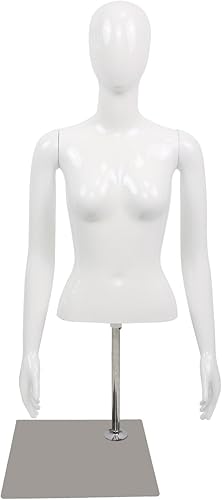 2 piezas de maniquí femenino blanco Torso altura ajustable brazos desmontables vestido forma pantalla wsoporte de metal