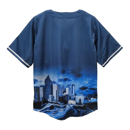 Camisa casual de beisebol City Night Skyline Silhueta Jersey abotoada roupas urbanas roupas de fãs t