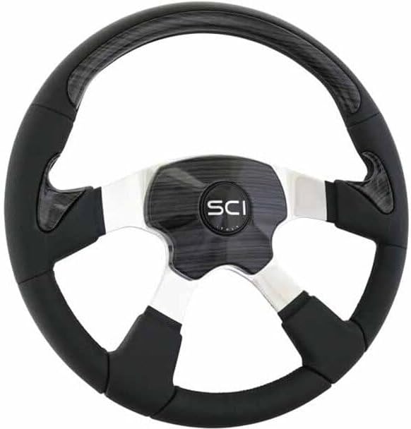 Technical Precision Replacement for Freightliner Cascadia 126 Year 2022 18 INCH Black Leather Traveler Steering Wheel KIT WBLACK Powder-Coated Aluminum 5 Hole HUB Adapter
