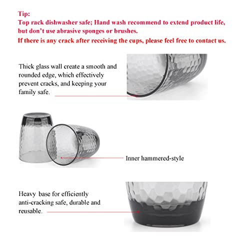 Koxin-Karlu Hammered 15-Ounce And 26-Ounce Plastic Tumbler Acrylic Glasses, Set Of 8 Smoky Grey #TOP3