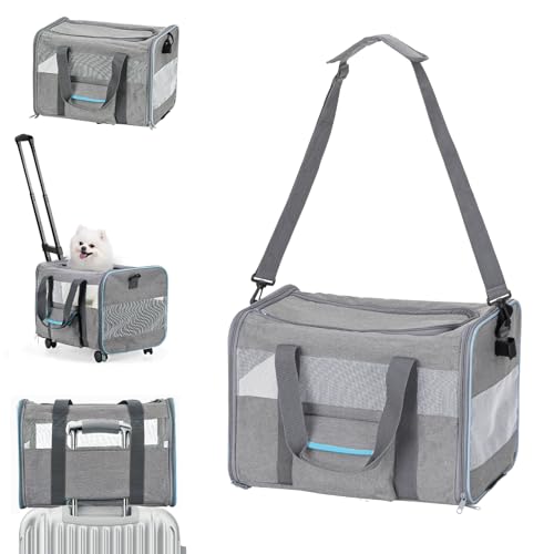 Pet Carrier for Small Pet, Cat Dog Carrier for Car Soft Sided Dog Rolling Crate Cat Travel Bag up to 20 Lbs