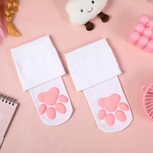 Cat Paw Oberschenkelhohe Socken Overknees Kawaii 3D Katzen Socken Cosplay Strümpfe Damen Niedliches Katzenpfoten Pad Sockens Kostüm Cat Overknees Geeignet für Damen und Mädchen zum Rollenspiel