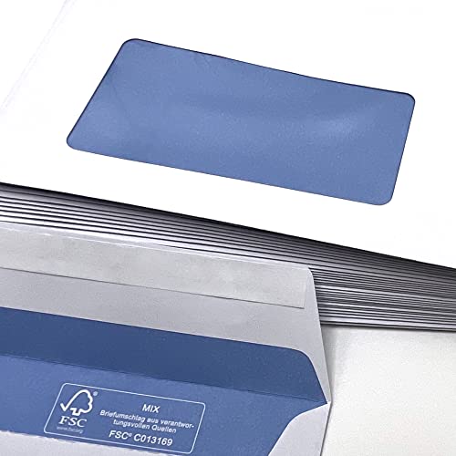 umschlag-discount - enveloppes premium blanches avec fenêtre pour factures, offres & co - 100 enveloppes autocollantes aux dimensions 220 x 110 mm (DIN long) - idéales pour imprimantes laser