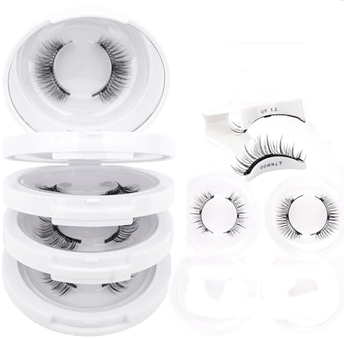 Magnetic Eyelashes No Glue Needed Reusable 4 Pairs Fluffy Lashes Kit with Applicator Natural Volume False Lashes for Easy Application(079+B01)