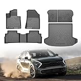 FIILINES Floor Mats for Kia Sportage 2023 2024 2025, All Weather Waterproof TPE Floor Liners Cargo Liner and Backrest Mat Accessories for Kia Sportage Black (Not Fit 2026 Sportage)