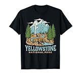 Yellowstone US National Park Wolf Bison Bear Vintage Gift T-Shirt
