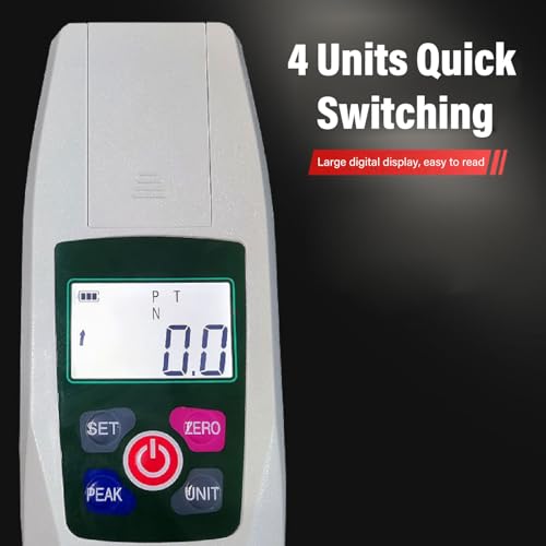 Telituny Digitale Kraftmessgerät, Hochpräzises Push-Pull-Messgerät 100N/10kg Kapazität, Digitales Kraftmesser mit peaks-Hold, 4 Einheiten Umrechnung, für Industrie Labor Qualitätskontrolle