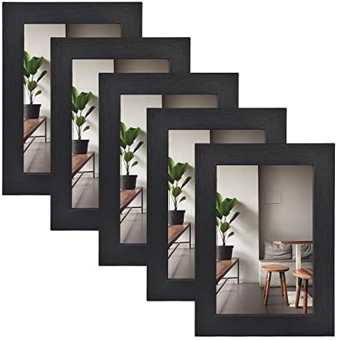 Alishomtll Picture Frame 10 x 15 cm with MDF Boards Black, Set of 5 Photo Frames Wooden Frame with Wood Grain for Hanging Stand for Multiple Pictures Wedding Christmas