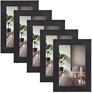 Alishomtll Picture Frame 10 x 15 cm with MDF Boards Black, Set of 5 Photo Frames Wooden Frame with Wood Grain for Hanging Stand for Multiple Pictures Wedding Christmas
