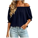 GMQWRK Blusa de hombro descubierto para mujer, camisetas para